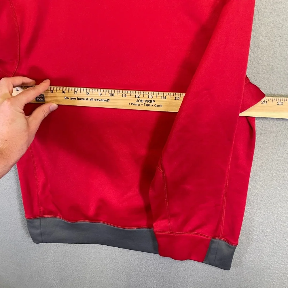 Nike Therma Fit Hoodie Men's XL Red Gray Pullover Center Swoosh Sweatshirt
